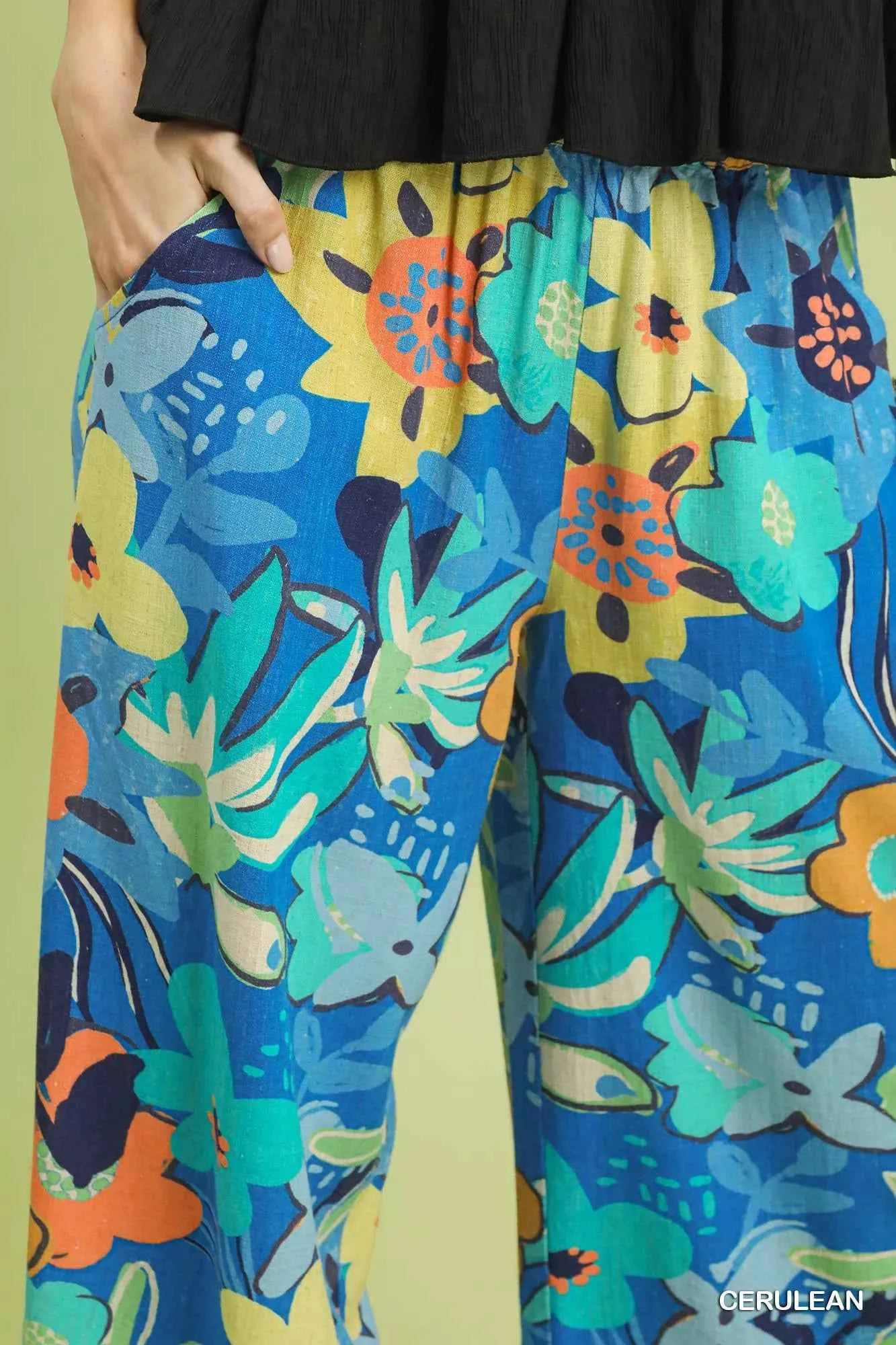 Umgee Floral Print Wide Leg Pants 9115db6a-b378-4dc3-b50c-066bda034c5d-Max-Origin