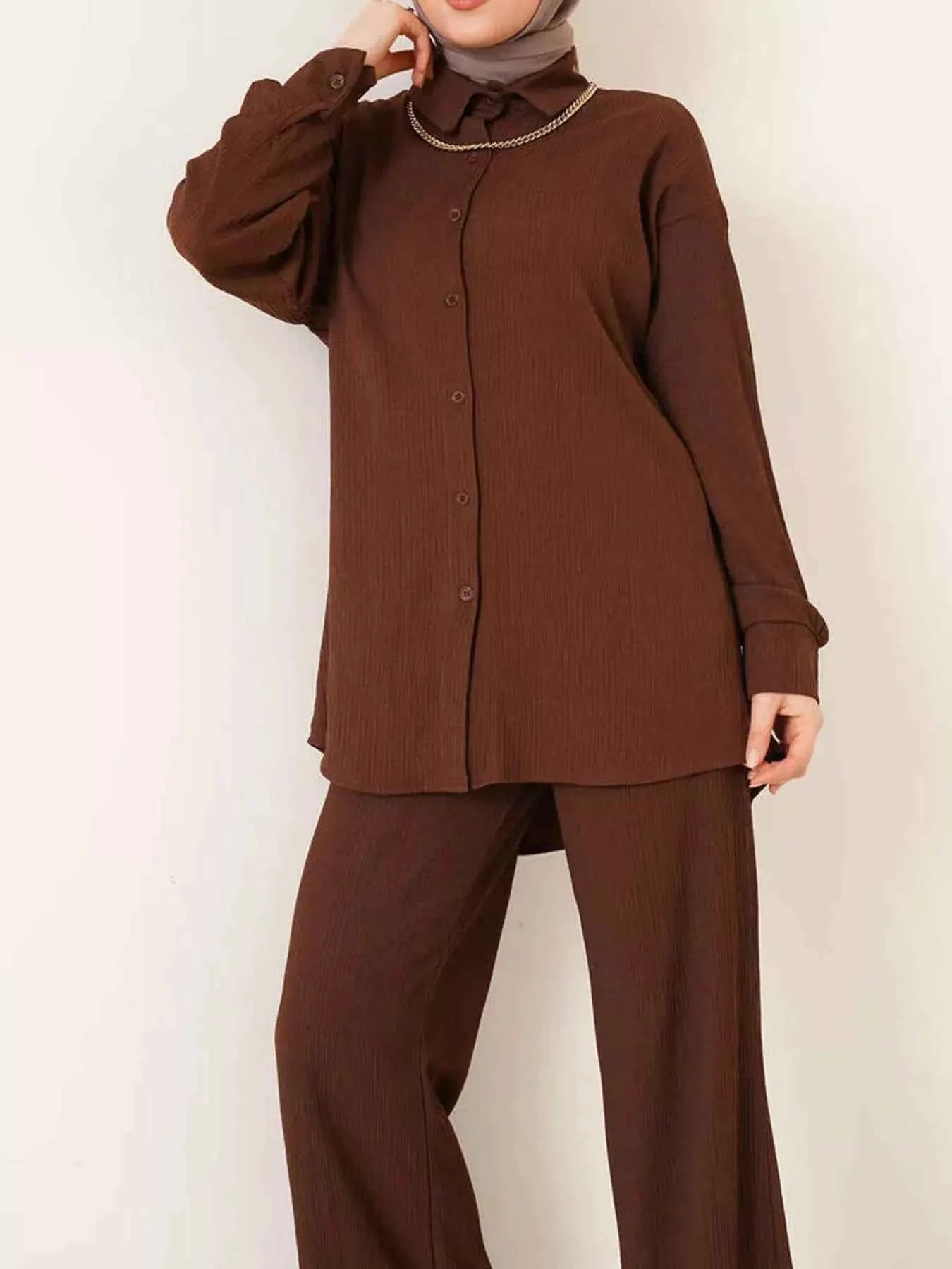 Button Up Long Sleeve Shirt and Pants Set Brown 91347018b9ce4a1dafd807c83983572f-Max-Origin