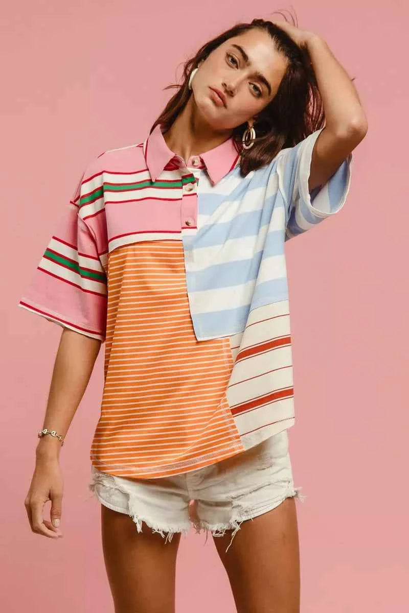 BiBi Mix And Match Stripe Color Block Shirt 9149203918124bbbbde01651441bc257-Max-Origin