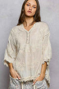 POL Floral Embroidered Top with Trim Edge NATURAL One Size 914943bc-1742-4319-90e0-3bf44196e907-Max-Origin