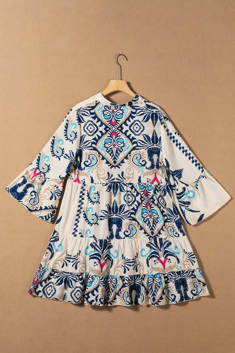 White Ethnic Print Boho Button Tiered Mini Dress 914ce7c1a85f8e54-_16