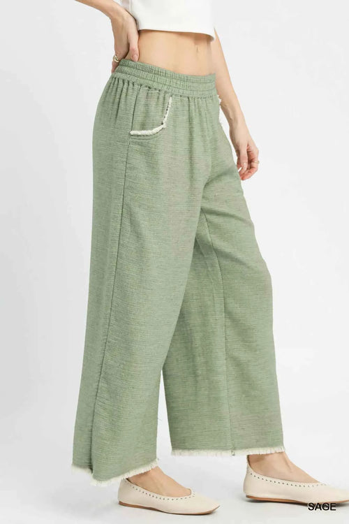 Umgee Frayed Hem Wide Leg Pants 915b520e-e31f-48ec-ac42-6207a3f16770-Max-Origin