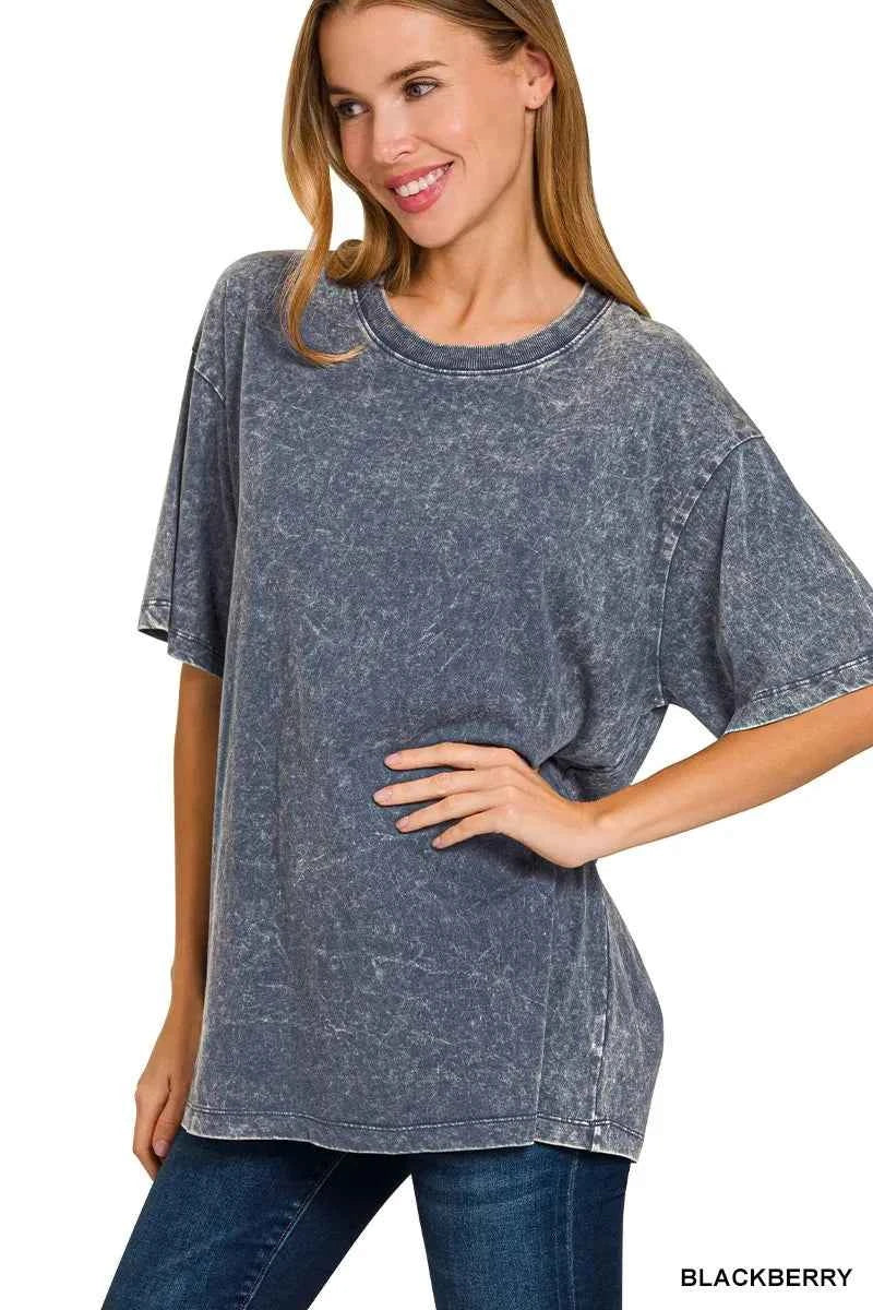 Zenana Washed Short Sleeve Top BLACKBERRY 915c069460ef44d48ae81815c28d5d42-Max-Origin