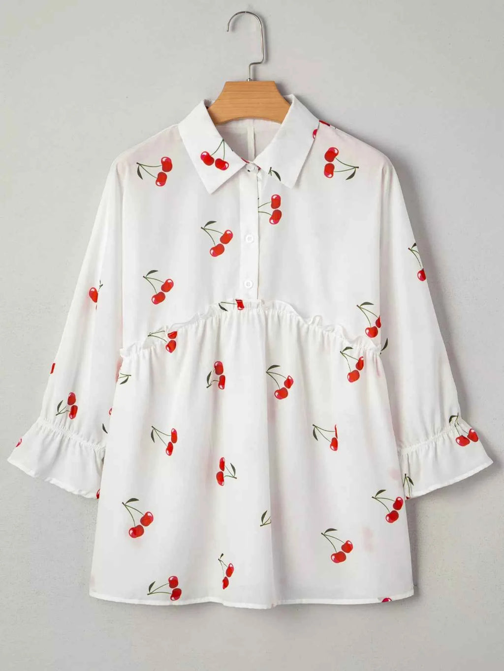 Cherry Print Flounce Sleeve Collared Frilled Babydoll Blouse 915c2c35470240ab873287d873058fb4-Max-Origin