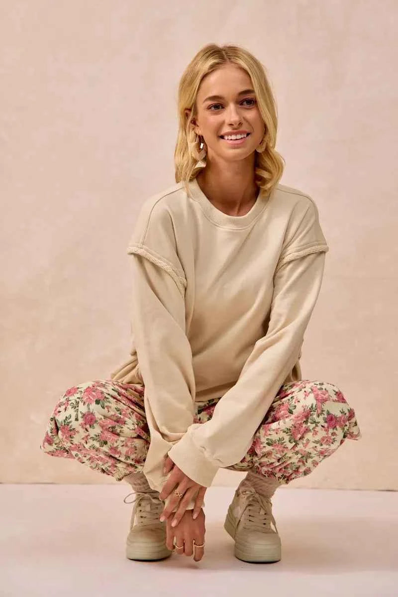 BiBi Floral Printed Twill Drawstring Pants With Elastic Band 91632efbbb3341668aa621e72f7710dd-Max-Origin