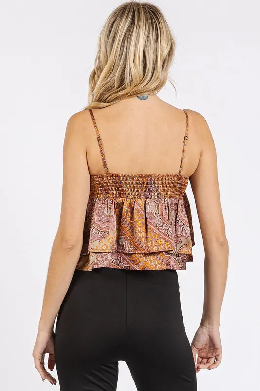 Mittoshop Paisley Patchwork Print Satin Ruffle Crop Cami 91796dd6-5573-435a-8010-f28575c0908b-Max