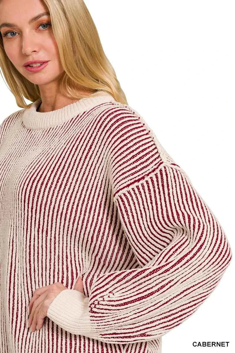 Zenana Two Tone Crewneck Sweater 917a03ff4d03424b8c546abafdbaebfd-Max-Origin