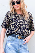 And The Why Leopard Foil Printed Half Sleeve Summer Sweater BLACK 9189fa25f26544fa80b101d60f14f76e-Max-Origin
