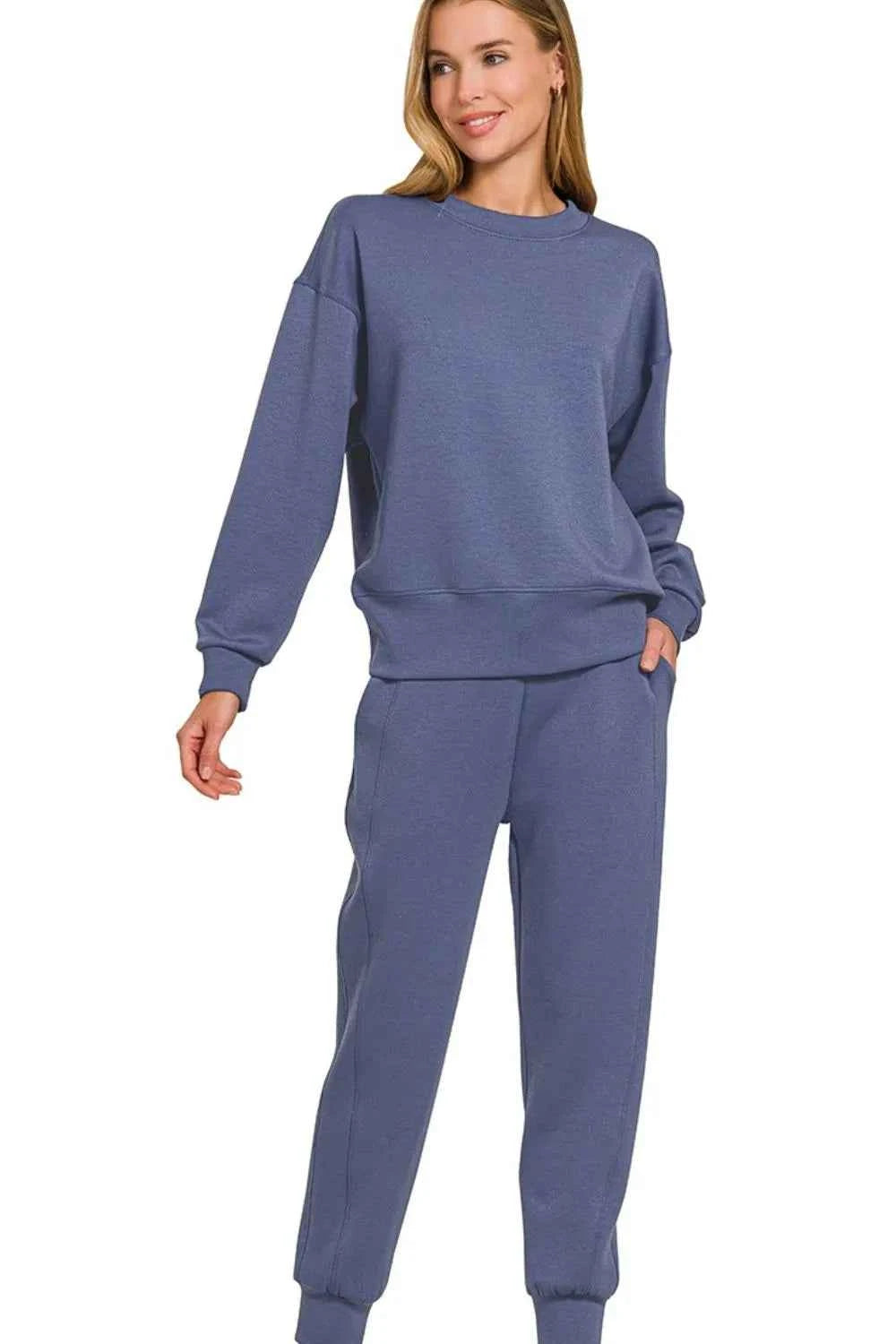 Zenana Scuba Crewneck Pullover & Joggers 2 Pieces Set BLUE INDIGO 918c8cb0-a906-4ded-8c65-f74aba0023d4-Max-Origin