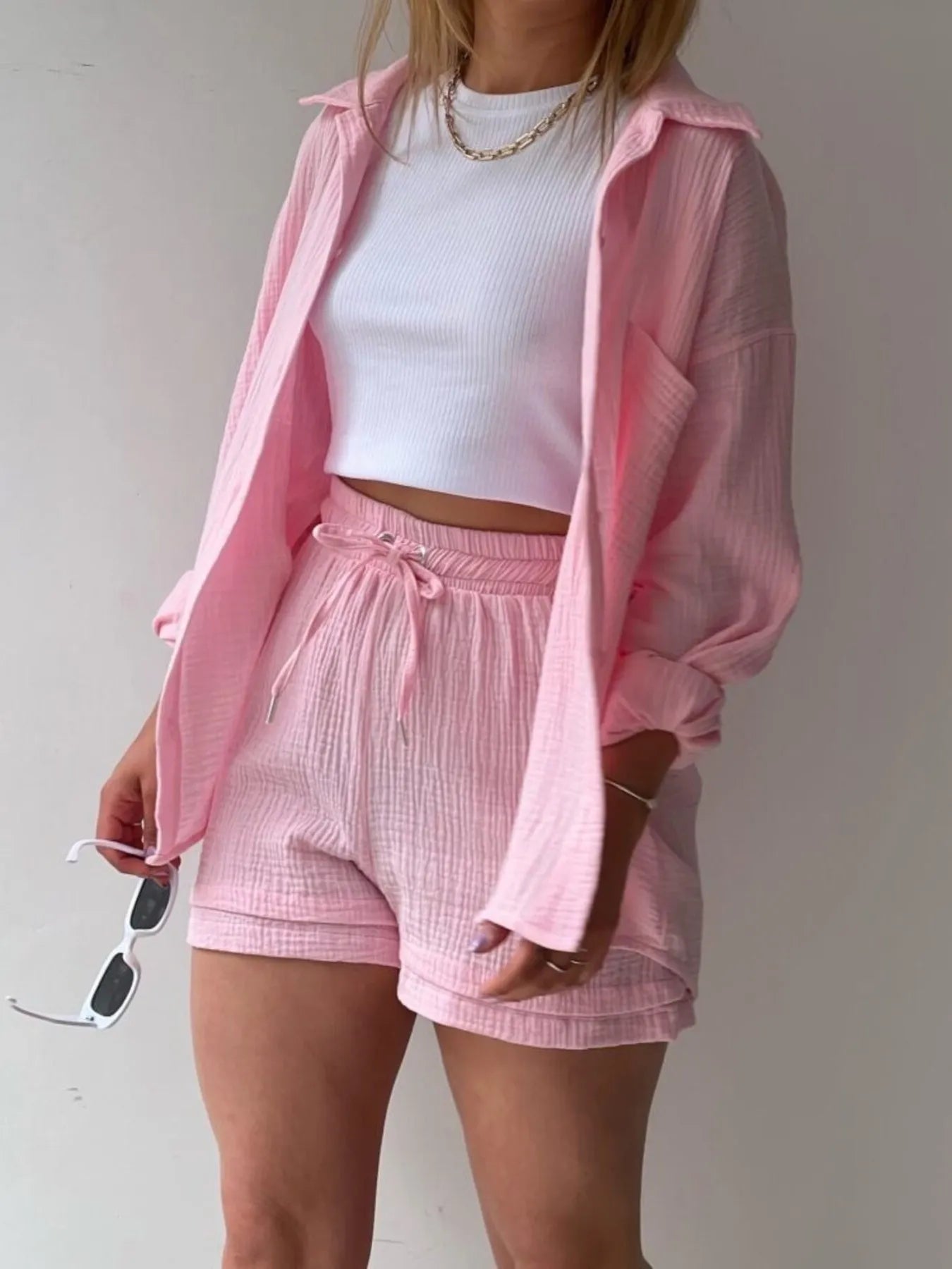 Button Up Shirt and Shorts Set Pink 9193246c0b6e4ee1ac5d2be198cdd27f-Max-Origin