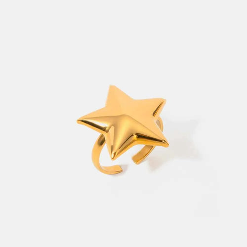 18K Gold-Plated Stainless Steel Star Ring Gold One Size 91a5cc75-bce5-431d-bf00-6aea130533ed-Max