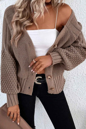 Goat Mixed Texture Knit Button V Neck Sweater Cardigan Goat 52%Viscose+26%Polyester+22%Polyamide 91b415be0d084fe6