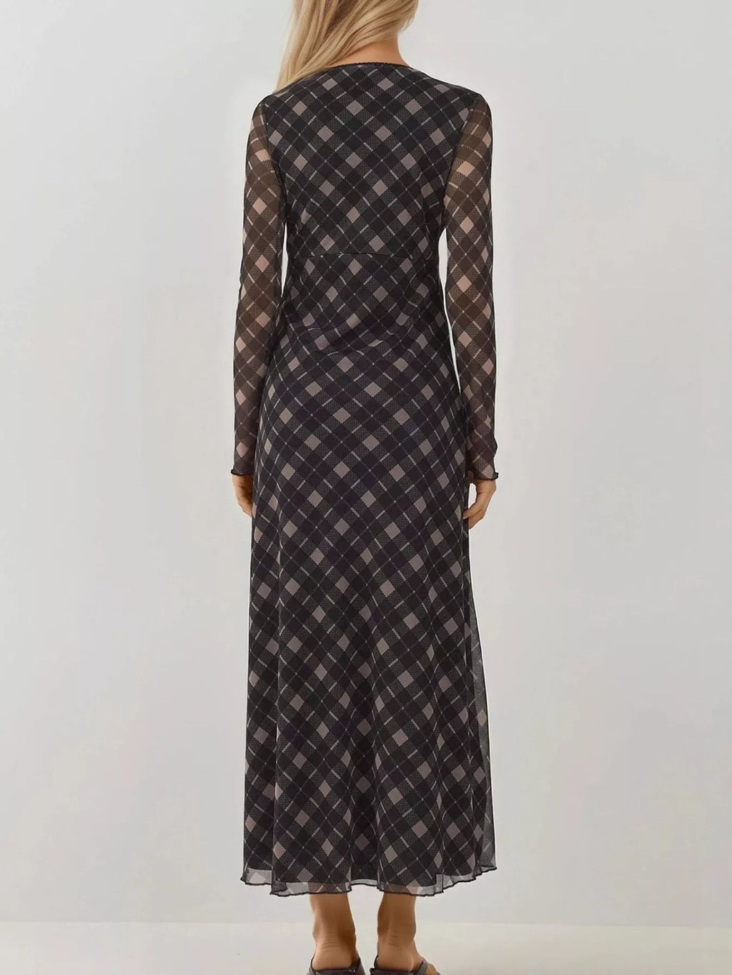 Tie Front Plaid Long Sleeve Dress 91b871f0-c1e5-4dee-b831-388e71010217-Max-Origin