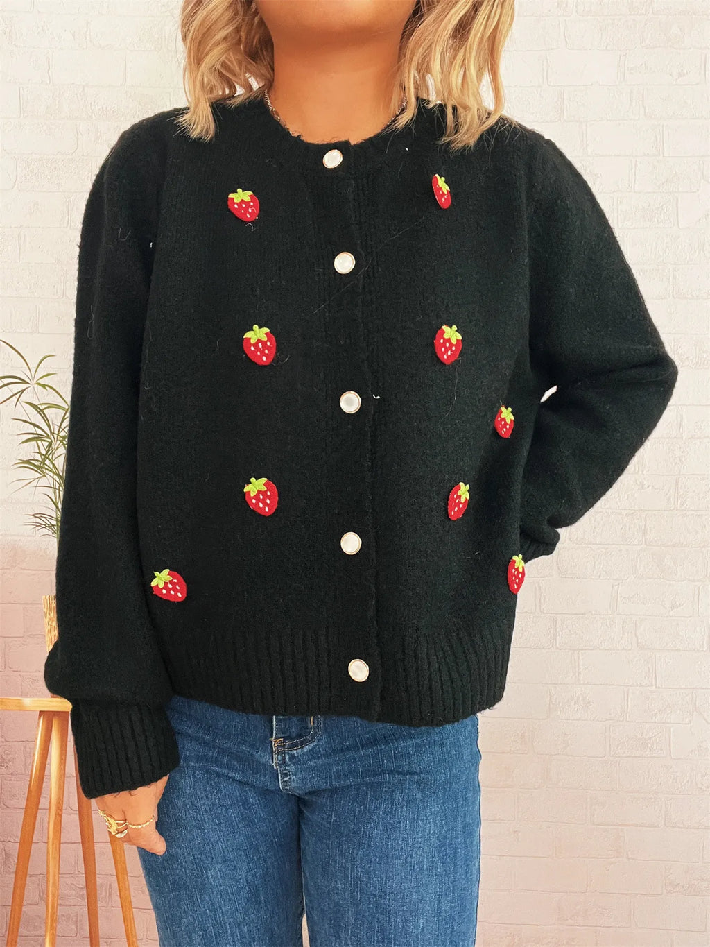 Strawberry Button Up Long Sleeve Cardigan 91bbb33d6baa4e4e831f6238c0cd124d-Max-Origin
