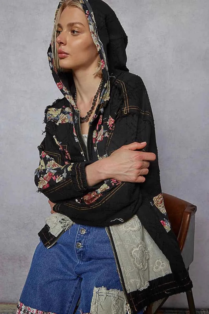 POL Zip Up Floral and Lace Patch Washed Jacket 91bfa39c-038a-4ae5-849c-17cc3bf64d76-Max-Origin