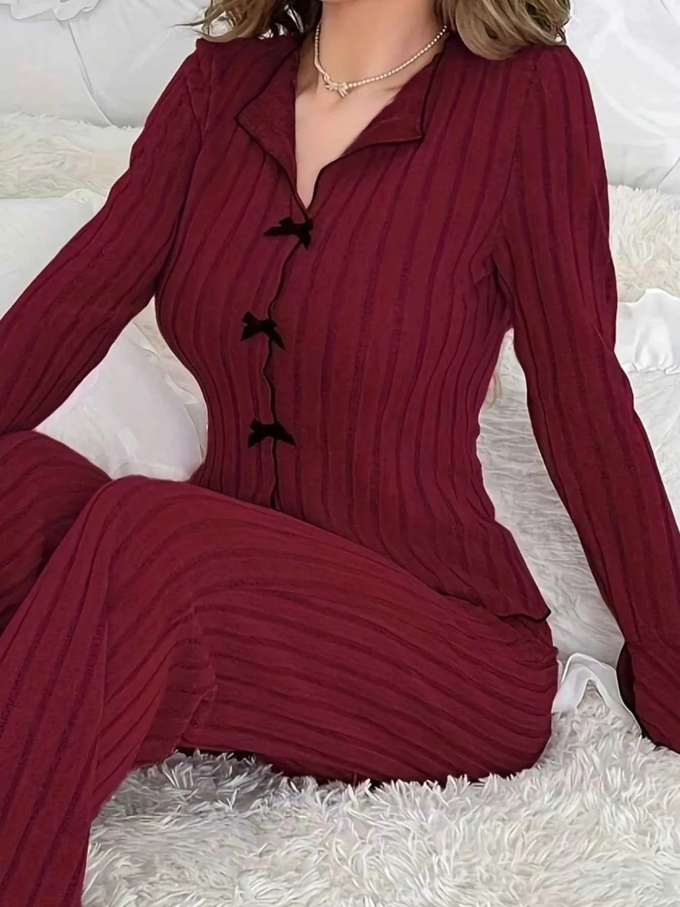 Ribbed Bow Front Top and Pants Lounge Set 91c25578-e9da-4d51-8ac8-ef85d38f2be4-Max-Origin