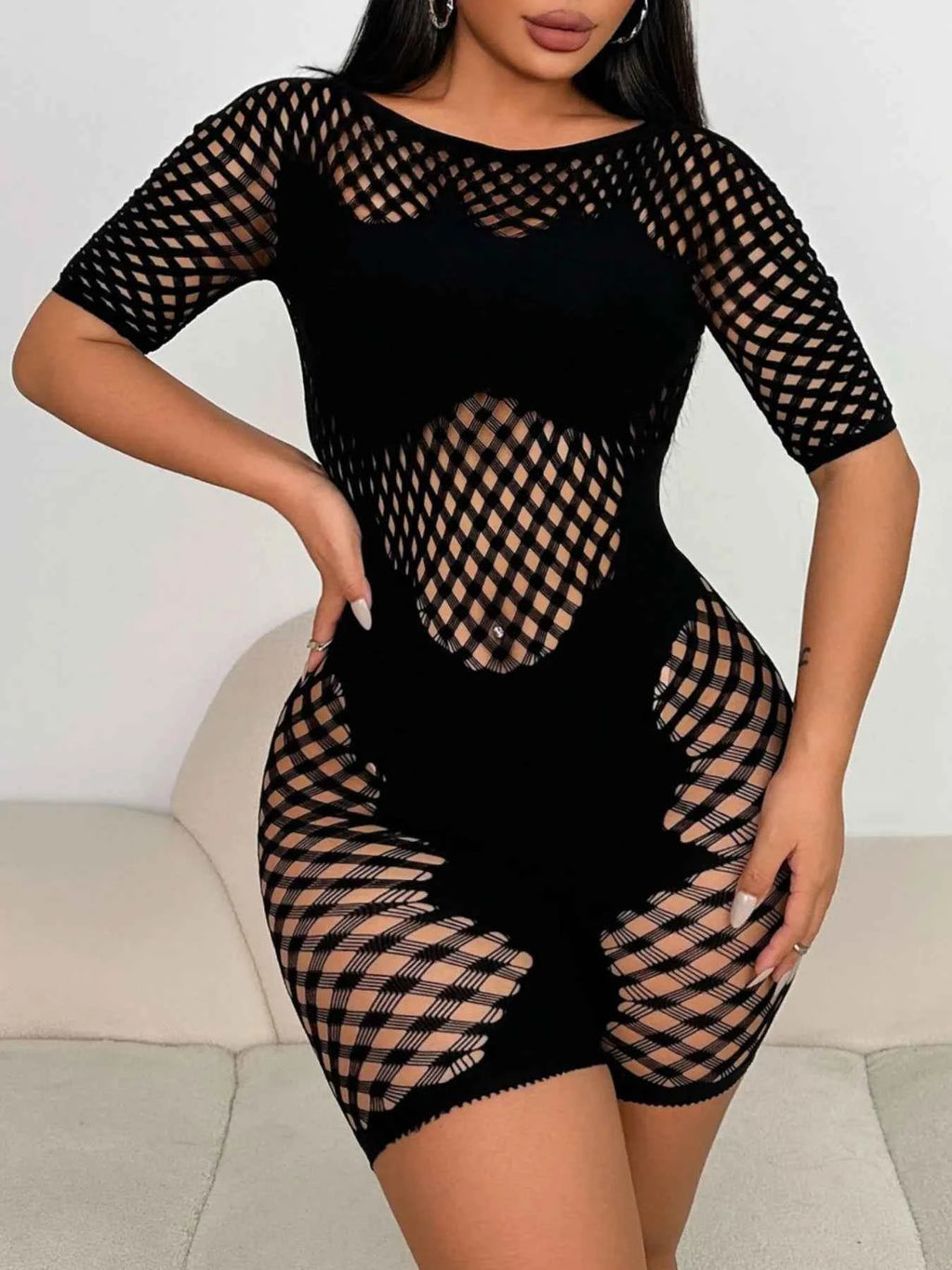 Fishnet Mesh Bodycon Romper Black 91ce5e0d-7760-42ac-b7f8-3b0e4a050098-Max-Origin