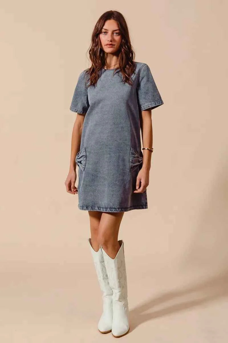 SO ME Bow Ribbon Knot Applique Denim Mini Dress 91d9bc6f4b1f48cdb0dec4cef4944c5e-Max-Origin
