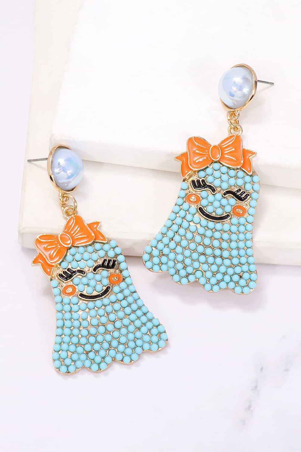 Smiling Ghost Shape Synthetic Pearl Earrings 91e194f0104d429eaf4de39f60a5ef27-Max