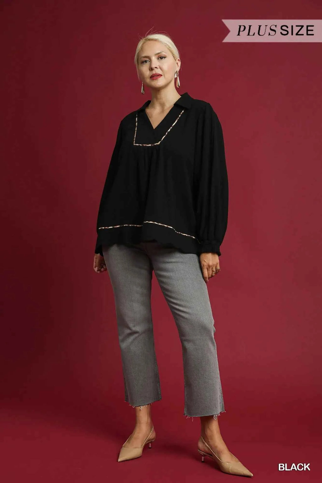 Umgee Full Size Linen Scallop Hem Blouse with Contrast Trim Plus Size 91e41c2e-cdb7-47c2-906e-86106c623c10-Max-Origin