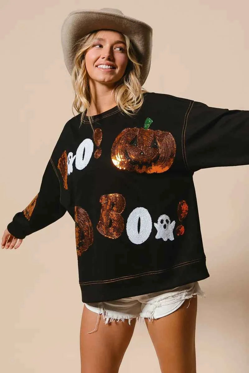 BiBi Halloween Theme Sequin Embroideries Sweatshirt 91ea0b2e70e441a6b92776678feb7875-Max-Origin