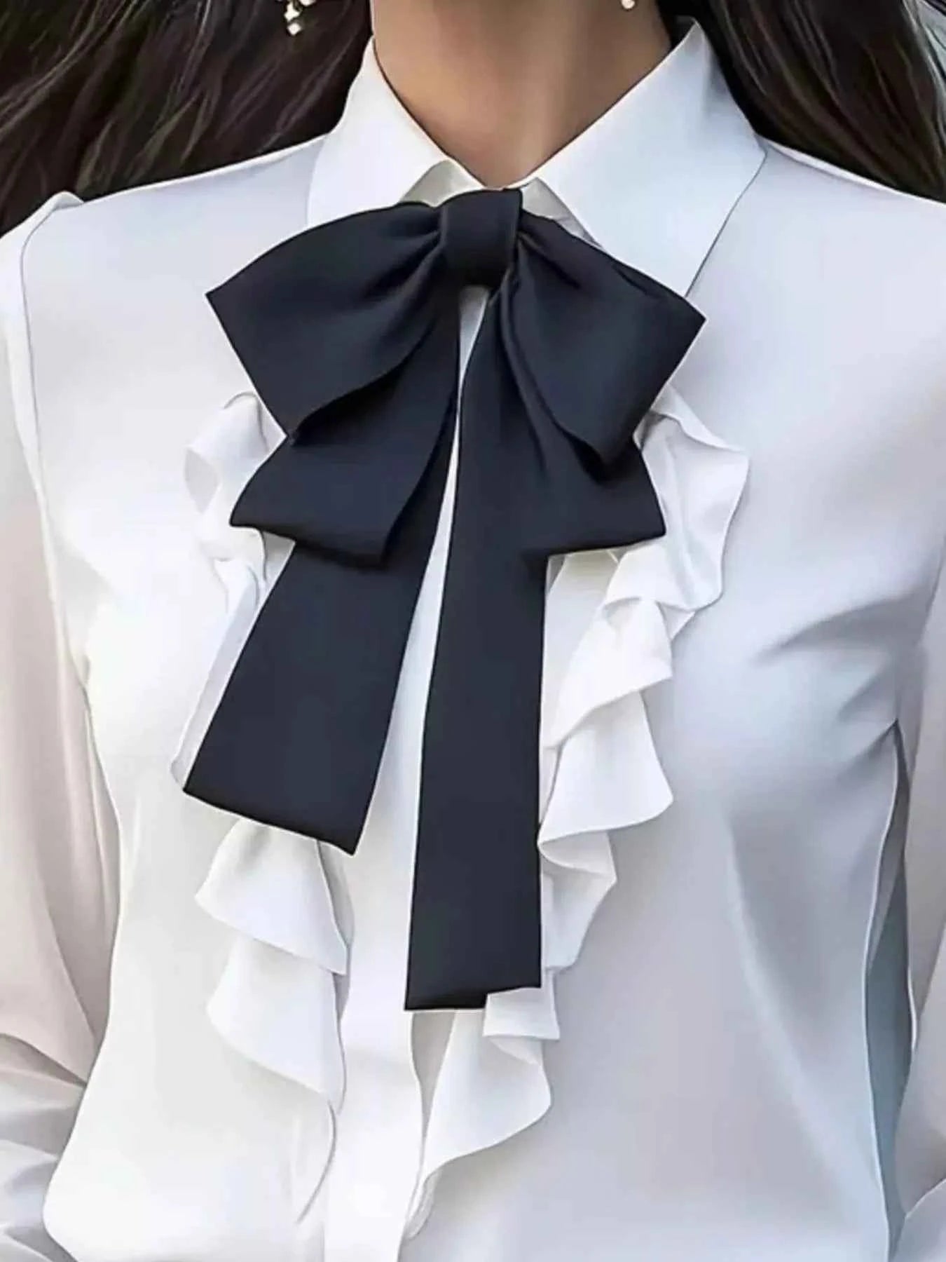 Ruffled Tie Front Long Sleeve Blouse 91f79f59-98a3-418a-8d7c-455f900d2002-Max-Origin