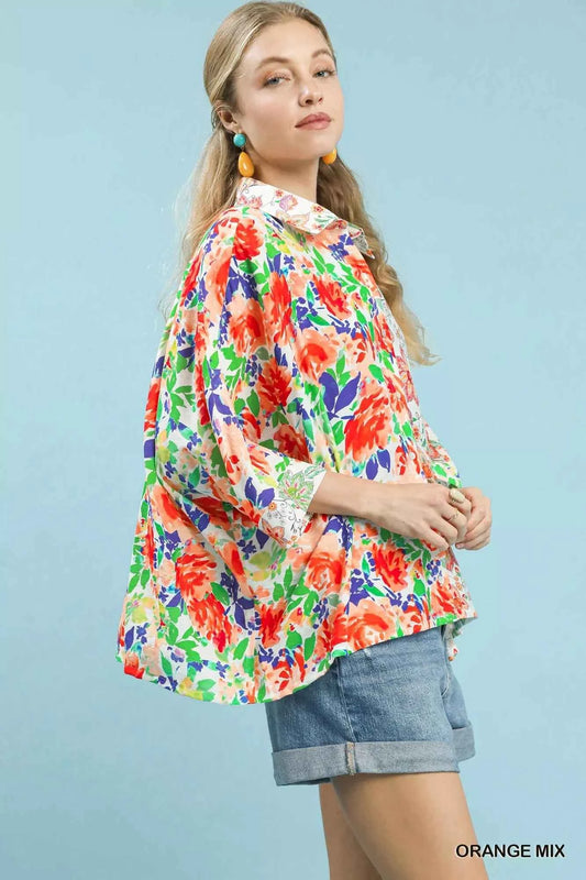 Mixed Floral Oversized Button Down Shirt 91fa6ead-2ec9-43c4-a155-06a489787961-Max-Origin