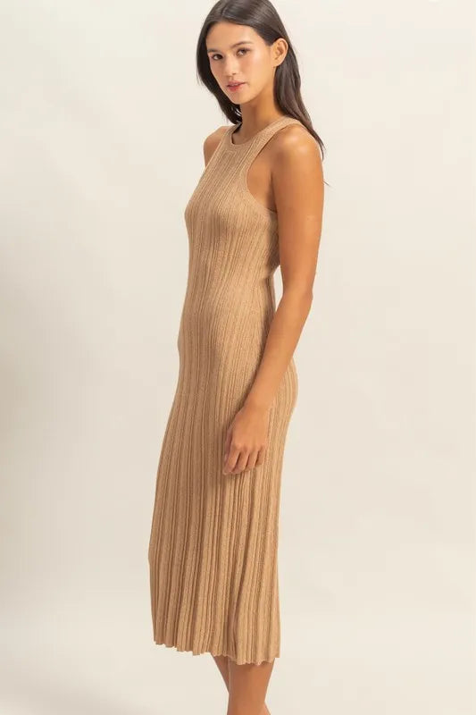 Round Neck Bodycon Ribbed Knit Dress 92067a7f1b9046bbbc3eceaeaed9a43e-Max-Origin