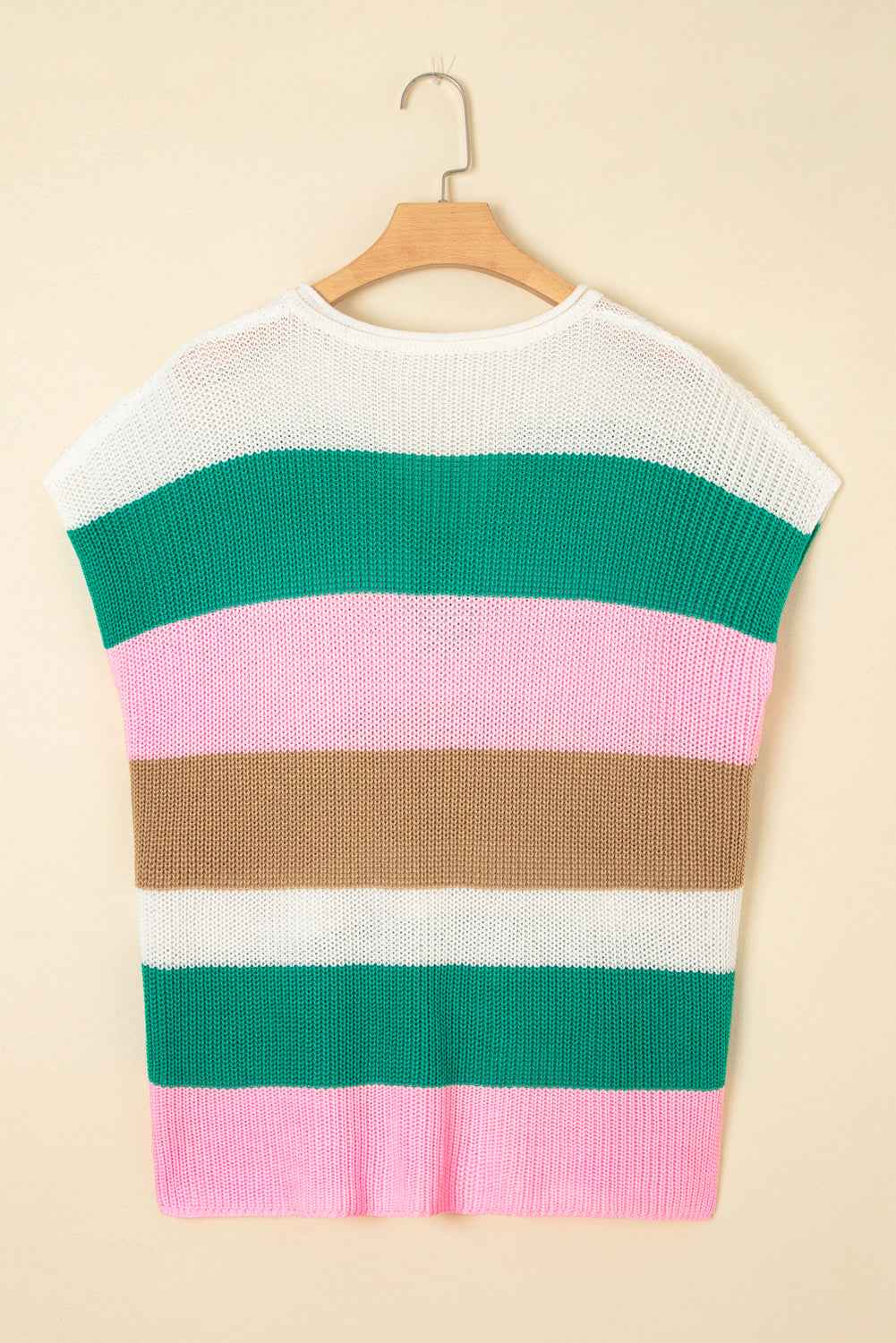Multicolour Colorblock Notch V Neck Plus Size Knit T Shirt 920d3ddfc1eec2a4
