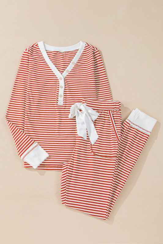 Christmas Stripe Top and Pants Lounge Set Red Stripe 920f621d-2d4e-4453-8bd2-33c31f7c92f1