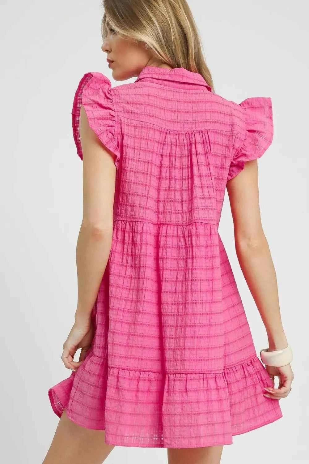 Ruffle Cap Sleeve Textured Mini Dress 9213e98e-84da-4375-b387-5f96589086ca-Max-Origin