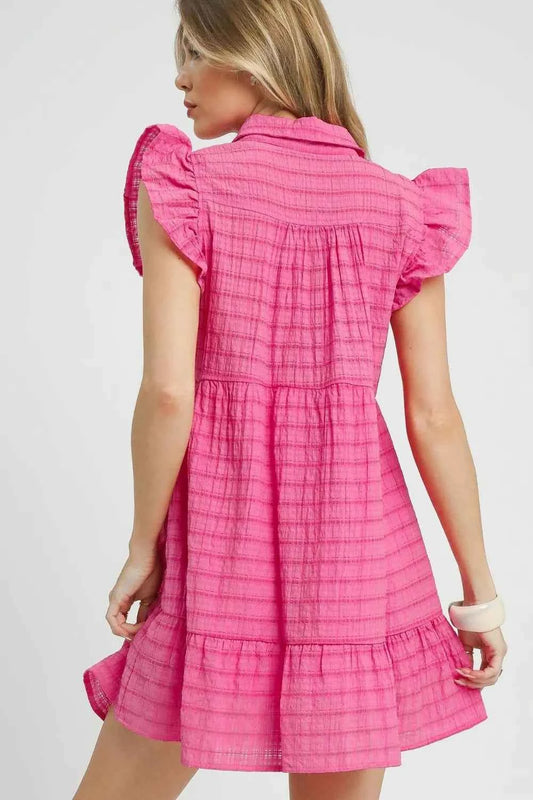 Ruffle Cap Sleeve Textured Mini Dress 9213e98e-84da-4375-b387-5f96589086ca-Max-Origin