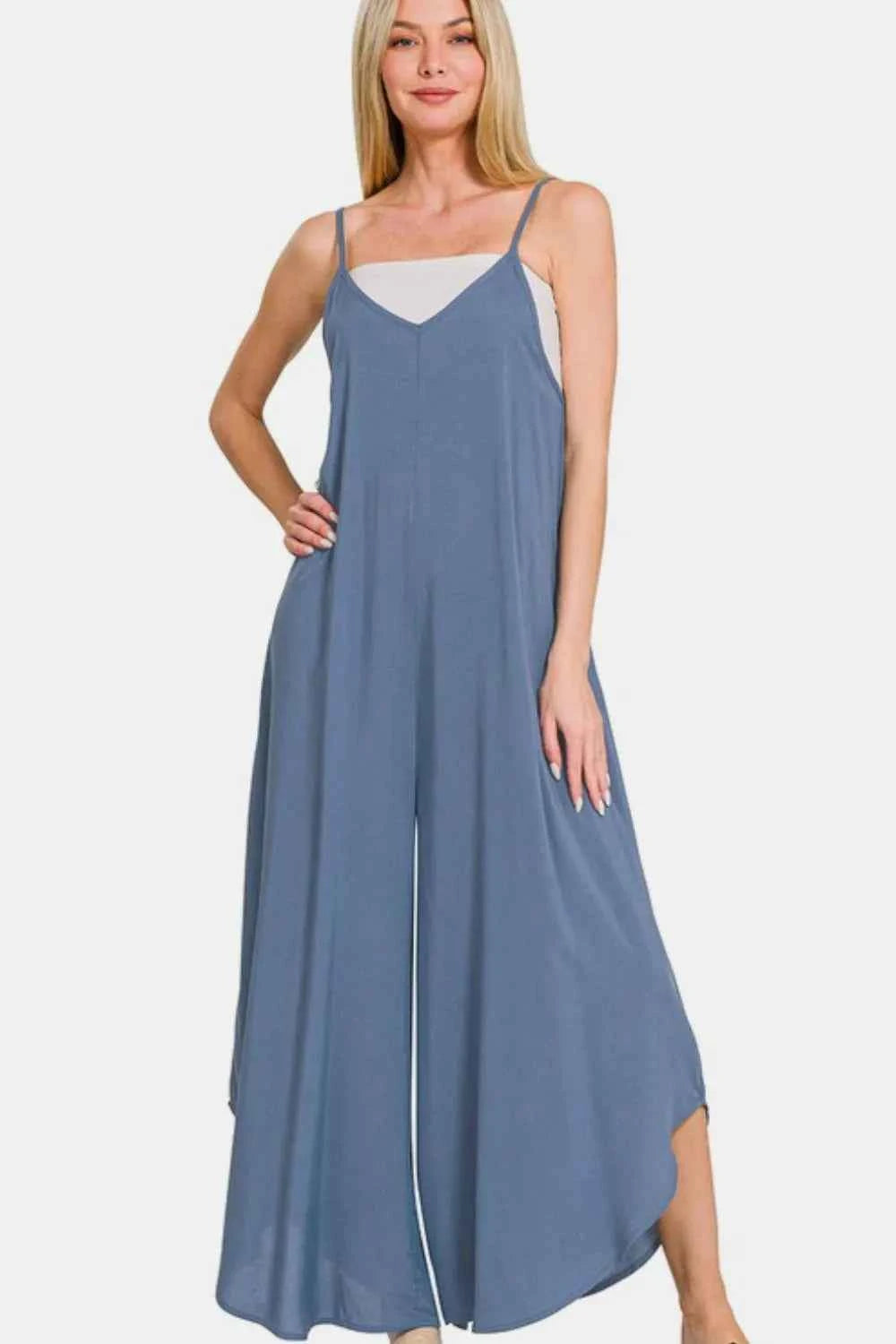 Zenana Spaghetti Strap Wide Leg Overalls with Pockets 9224e7f4-5f09-4de4-8219-77bfc032761f-Max