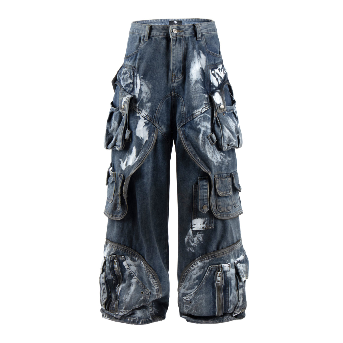 The Graffiti Wide-Leg Denim Jeans Blue 92329B969838BABBF4AEAF426CB06310