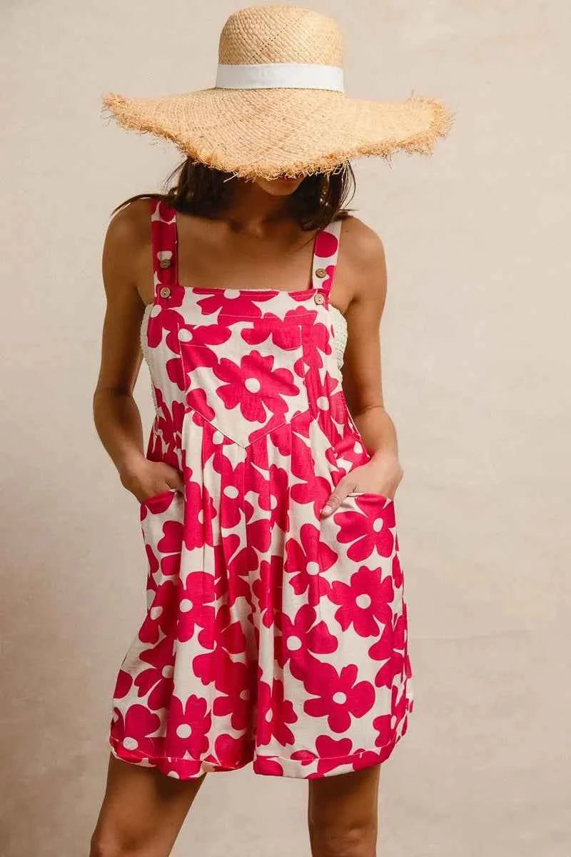 BiBi Floral Prints Tuck Detail Short Overall With Pockets 9233f1ddb4fa4b54ba2c4a395813e00a-Max-Origin