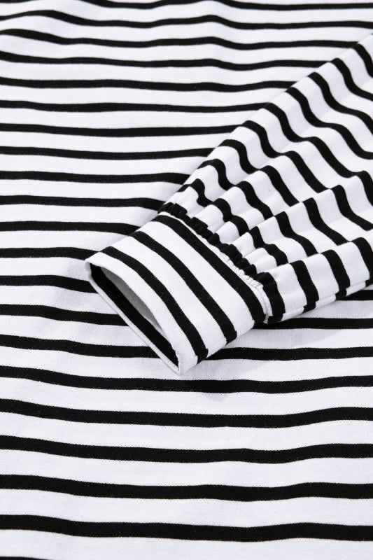 Stripe Collared Pocketed Long Sleeve T-Shirt Dress 9237-1762427994376-85efdd85b29c7bc2