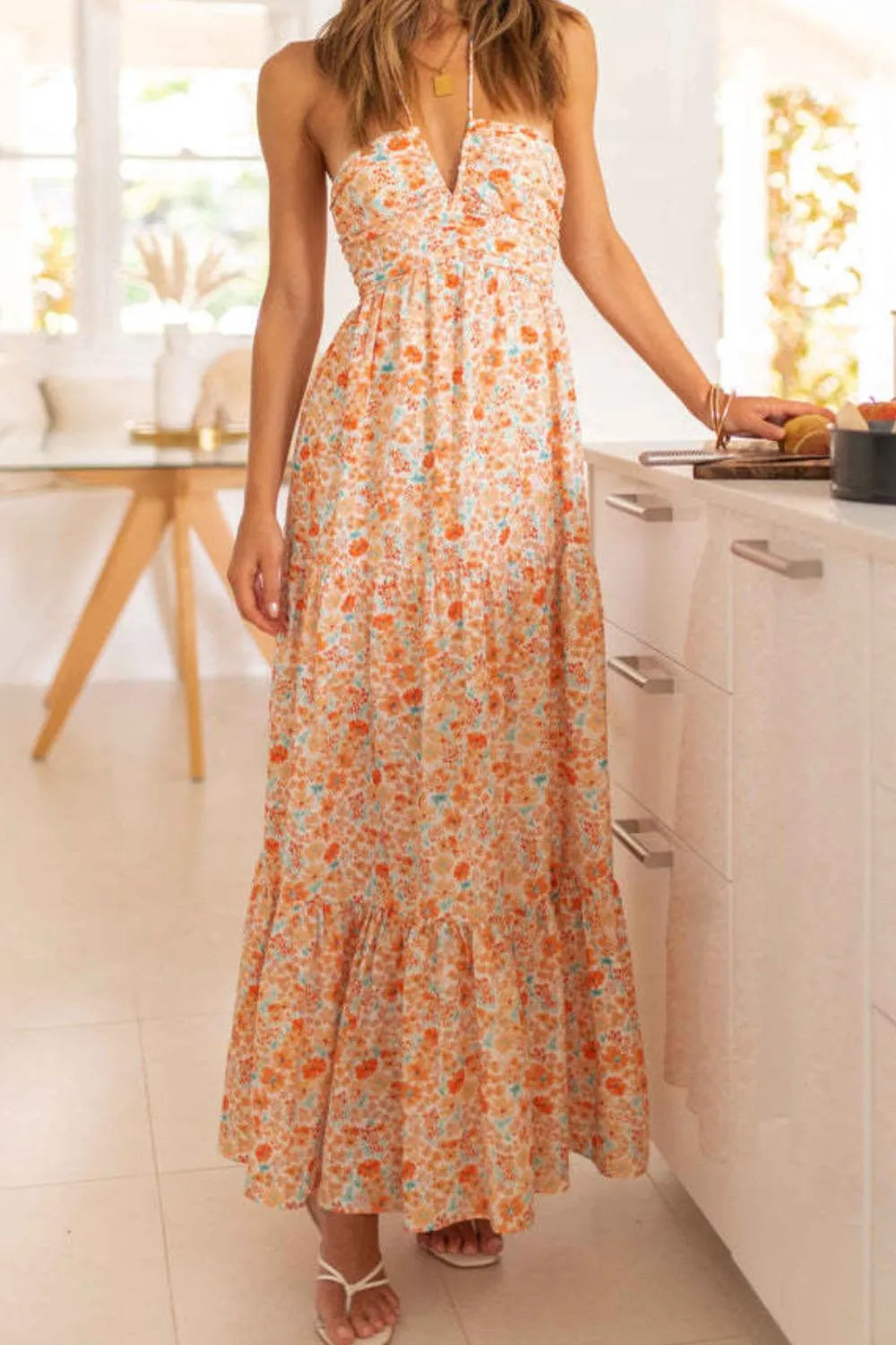 Tiered Halter Neck Printed Cami Dress 923925a9-66fa-4bc9-ae92-a7e9b8a1f839-Max-Origin