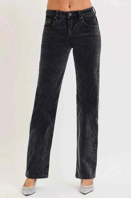Tummy Control Mid Rise Straight Leg Corduroy Pants MIDNIGHT 923b8053c3ae400795dedbe216d61bfa-Max-Origin