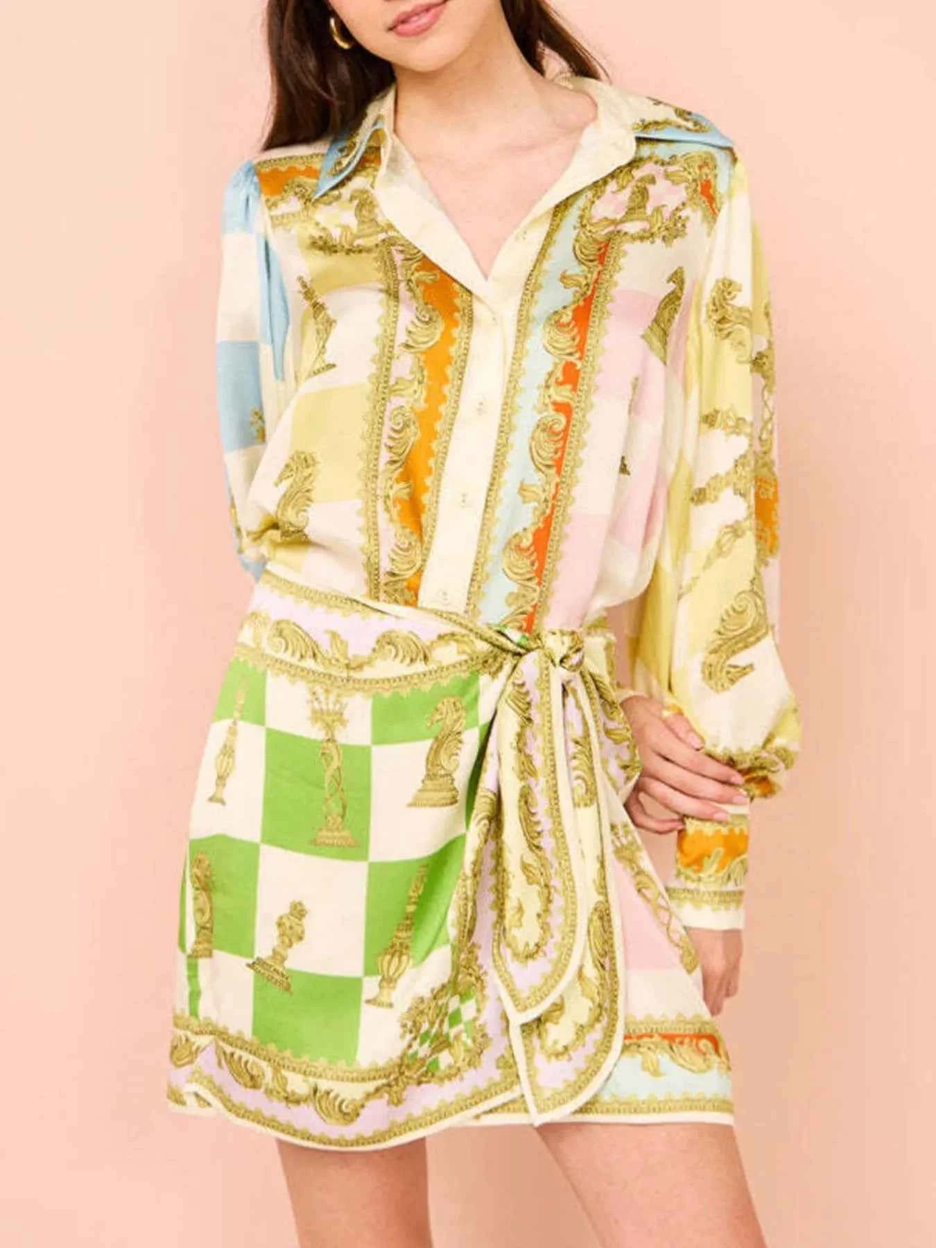 Printed Lantern Sleeve Shirt Dress Picture Color 924ae2a7-d84b-4a91-967b-2dcebbbc06ad-Max-Origin