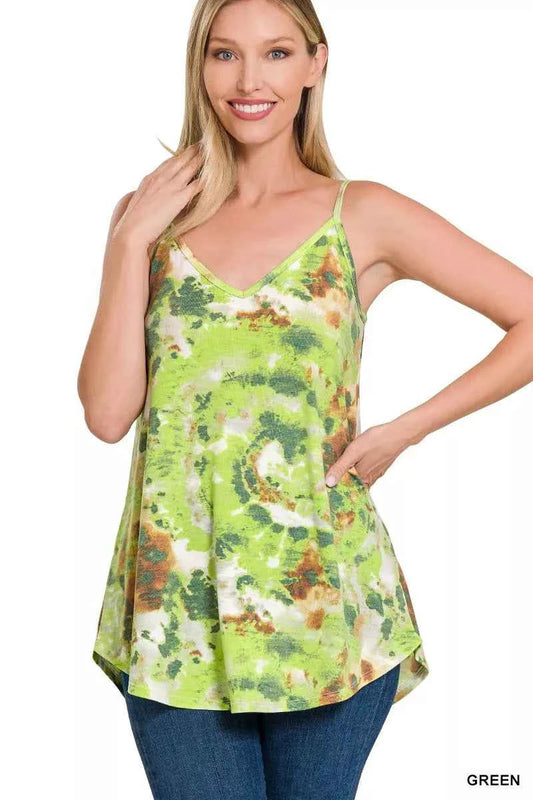 Zenana Tie Dye Front & Back Reversible Spaghetti Cami GREEN 924ba092efd84a3488144d3f61c7eec2-Max-Origin