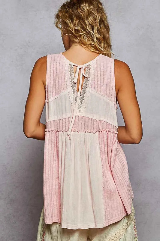 Lace Trim Two-Tone Tank with Pintuck Detail 924c1d43-ce45-4549-a2fc-16ca48a8529c-Max-Origin