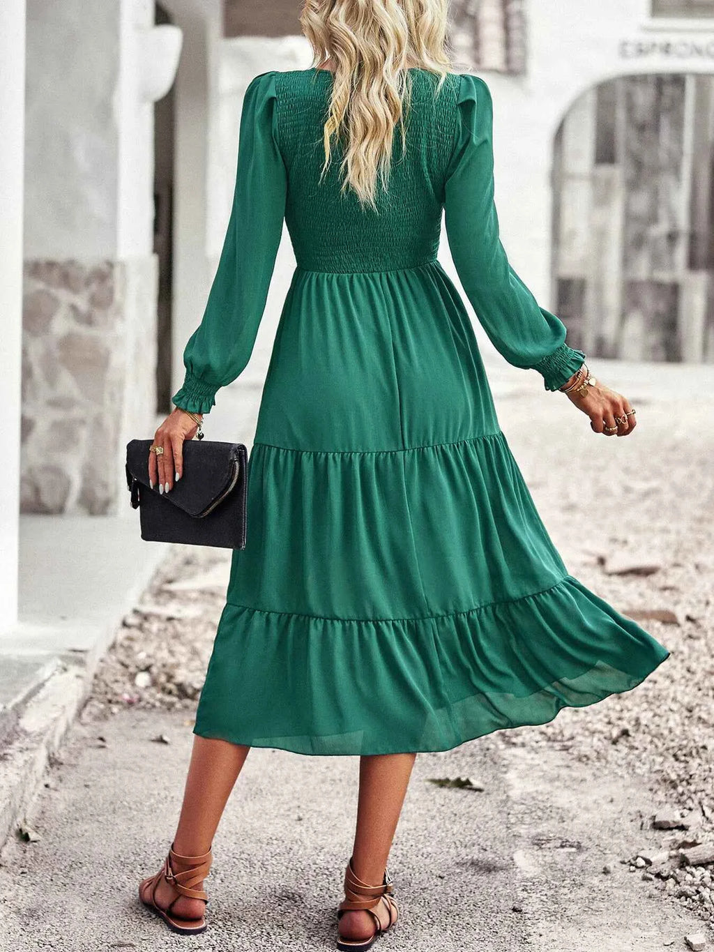 Smocked Long Sleeve Tiered Dress 924e325f5b454dd1ac8eb52e4ab11869-Max-Origin