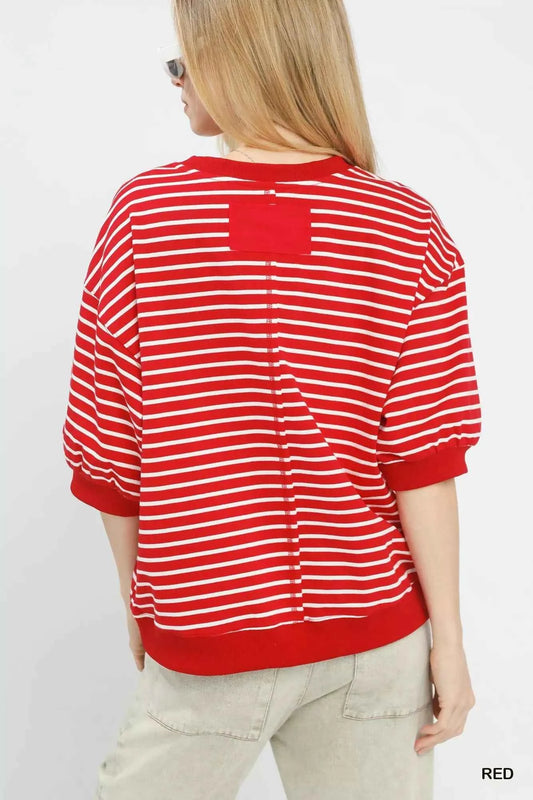 Striped Short Sleeve Pullover Top 924f094f-09c5-431b-8249-6fe6443913ca-Max-Origin