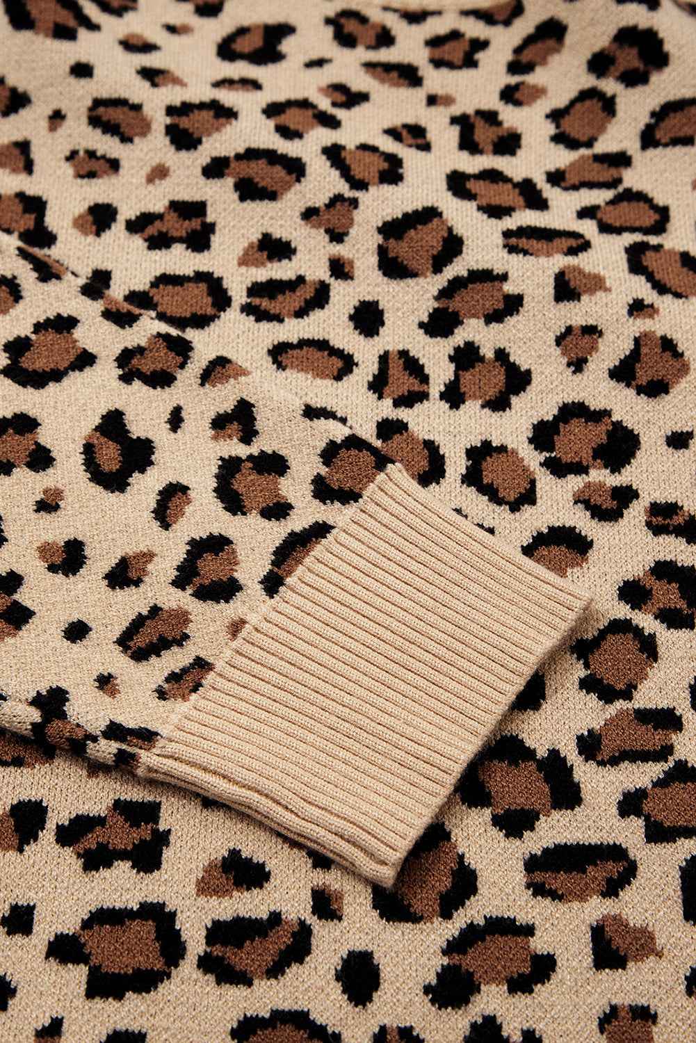 Khaki Leopard Print Dolman Sleeve Sweater 92534d8f8dbc8674