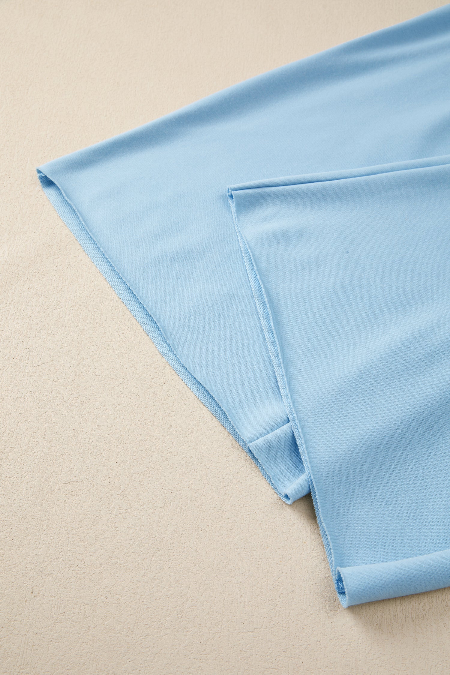 Mist Blue Solid Color Loose Tee Drawstring Wide Leg Pants 2pcs Outfit 925a29d1023e2eaa