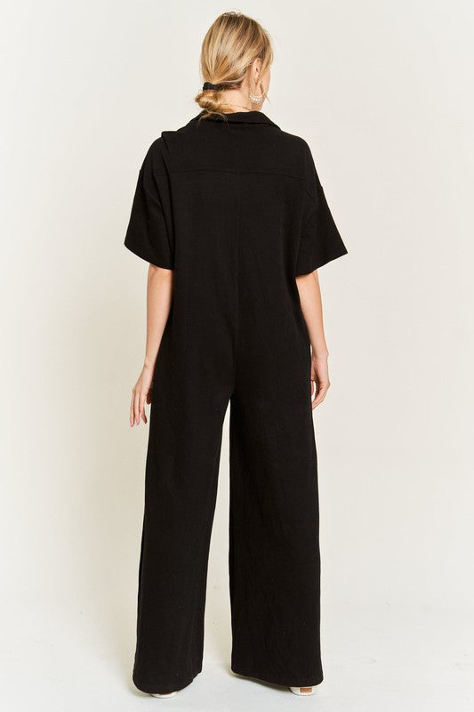 Basic Collar Shirt Wide leg Jumpsuit 926411d8-5132-4ebd-99f9-e65c0ca02c29