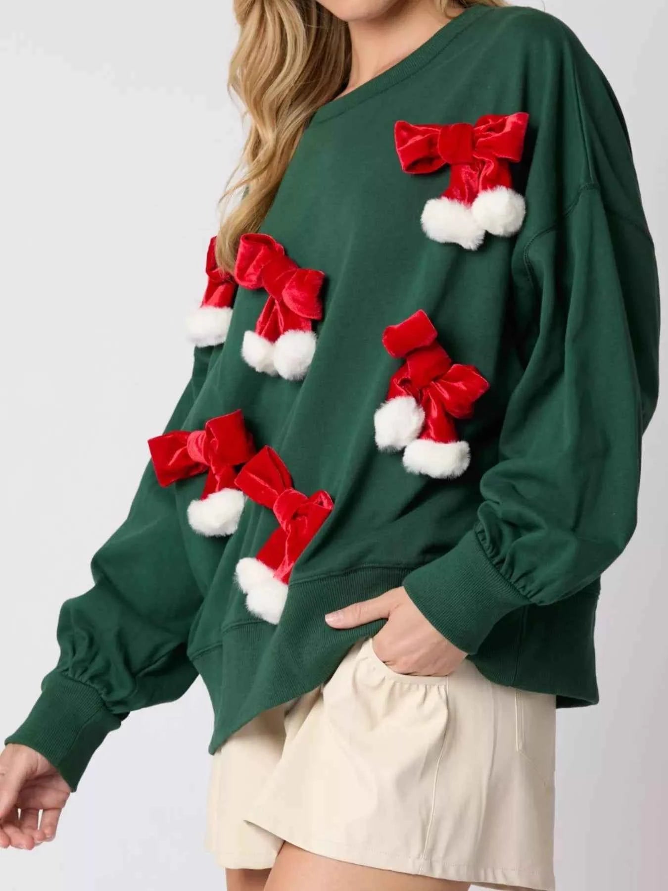 Christmas Long Sleeve Sweatshirt with Pom-Pom Bow Decoration 927581dd-68c3-457a-90cd-f11d351f46f3-Max-Origin