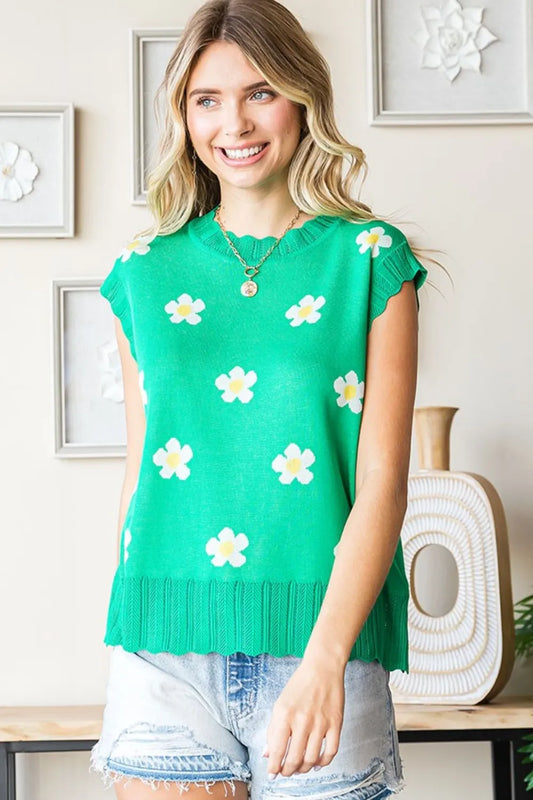 Full Size Flower Pattern Round Neck Sweater Vest 92758ef9-b617-4dbf-a2cc-eb4ff47b7ff3-Max
