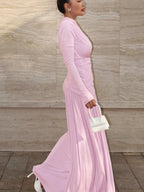 Ruched Long Sleeve Mermaid Maxi Dress 9275946c-f487-405e-b035-2c95db6b6eeb-Max