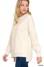 Zenana Full Size Fleece Hi-low Boyfriend Sweatshirts with Pockets Plus Size CREAM 927965152ced4b15bae2b8b68aef118c-Max-Origin